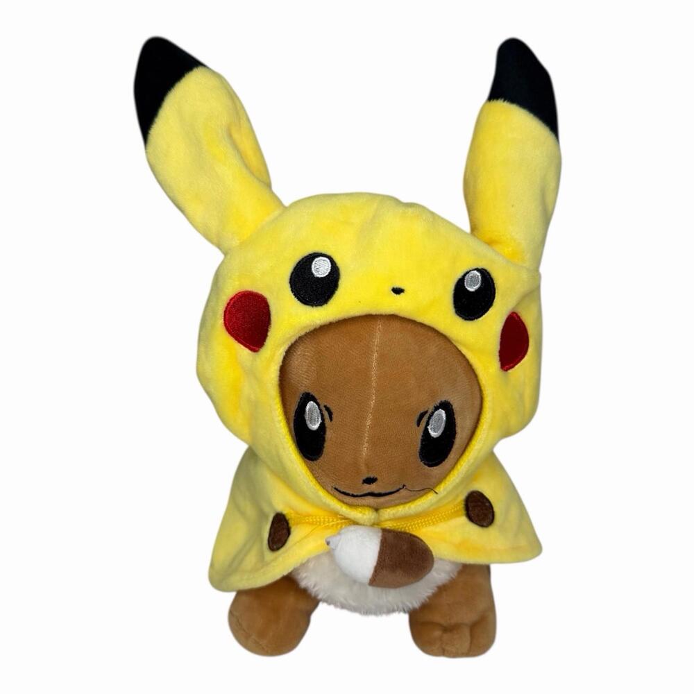 Pokemon 9” Eevee Wearing Pikachu Poncho Plush Stuffed Animal Toy Collectible